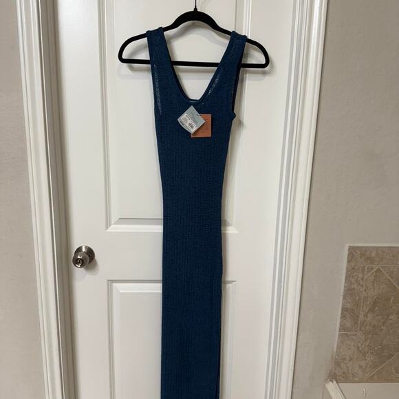 Navy blue knit midi dress - Picture 3 of 3